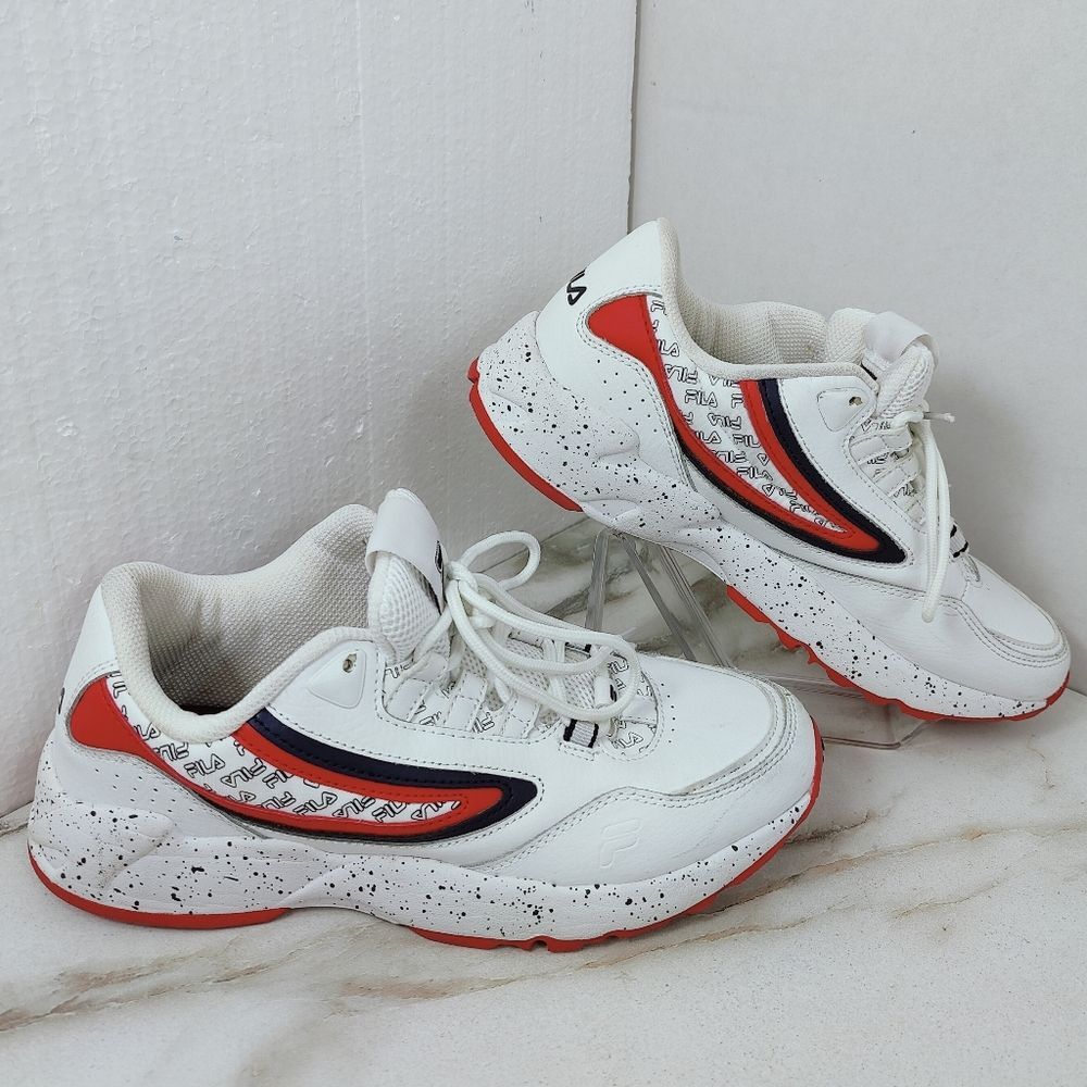Fila Men's Clockwork Sneakers Athletic Shoes, White Red Navy, Sz 8